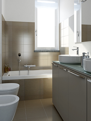 Rendering Fotorealistico Bagno Doppio Lavabo